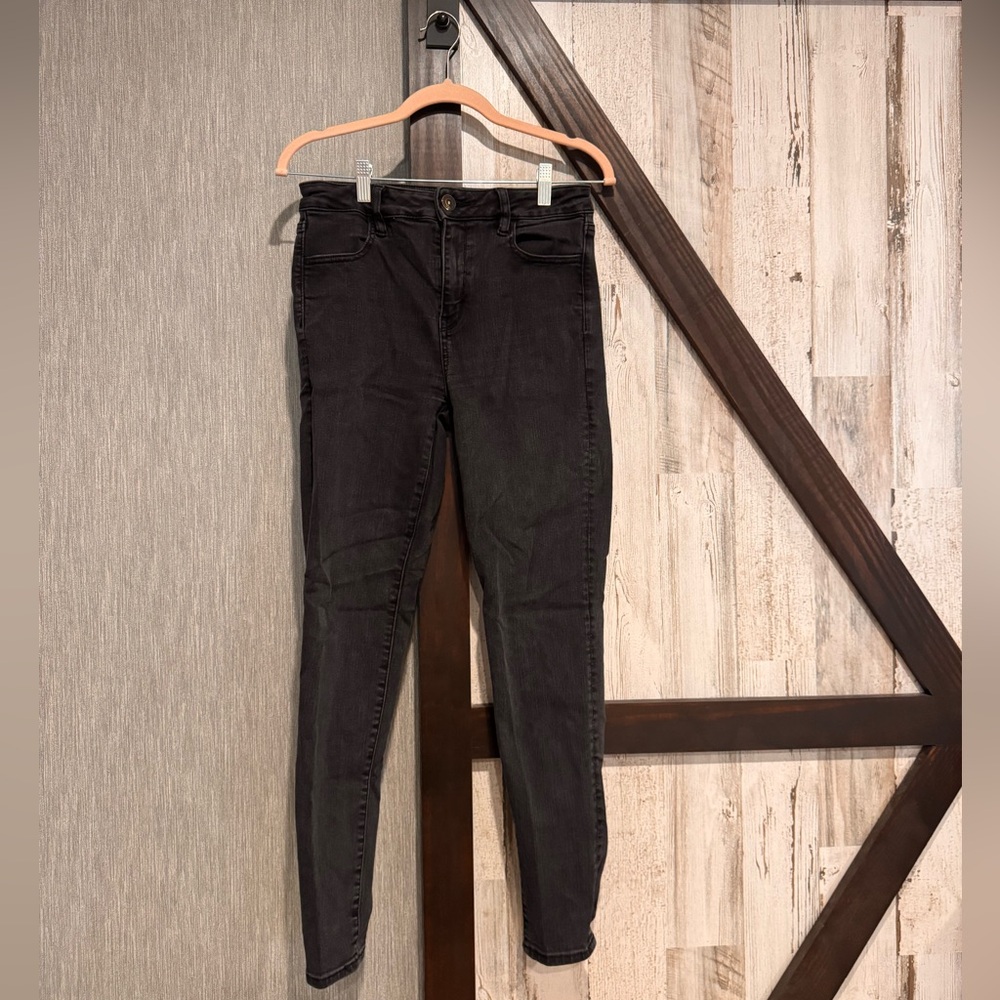 American Eagle Outfitters High Rise Skinny Jeans - Black 10 Regular